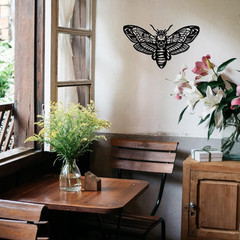 Death Head Moth Metal Wall Decor, 6.9X11.8 Black Wall Hanging Decor Gothic Silho
