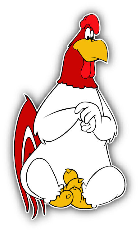 Foghorn Leghorn Rooster Sitting Cartoon Car Bumper Sticker Decal 5»x 3»