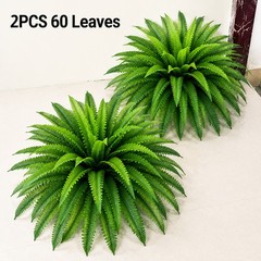 24″ Artificial Boston Fern 2 Pack, Lifelike Faux Bush Indoor Outdoor Home Decor