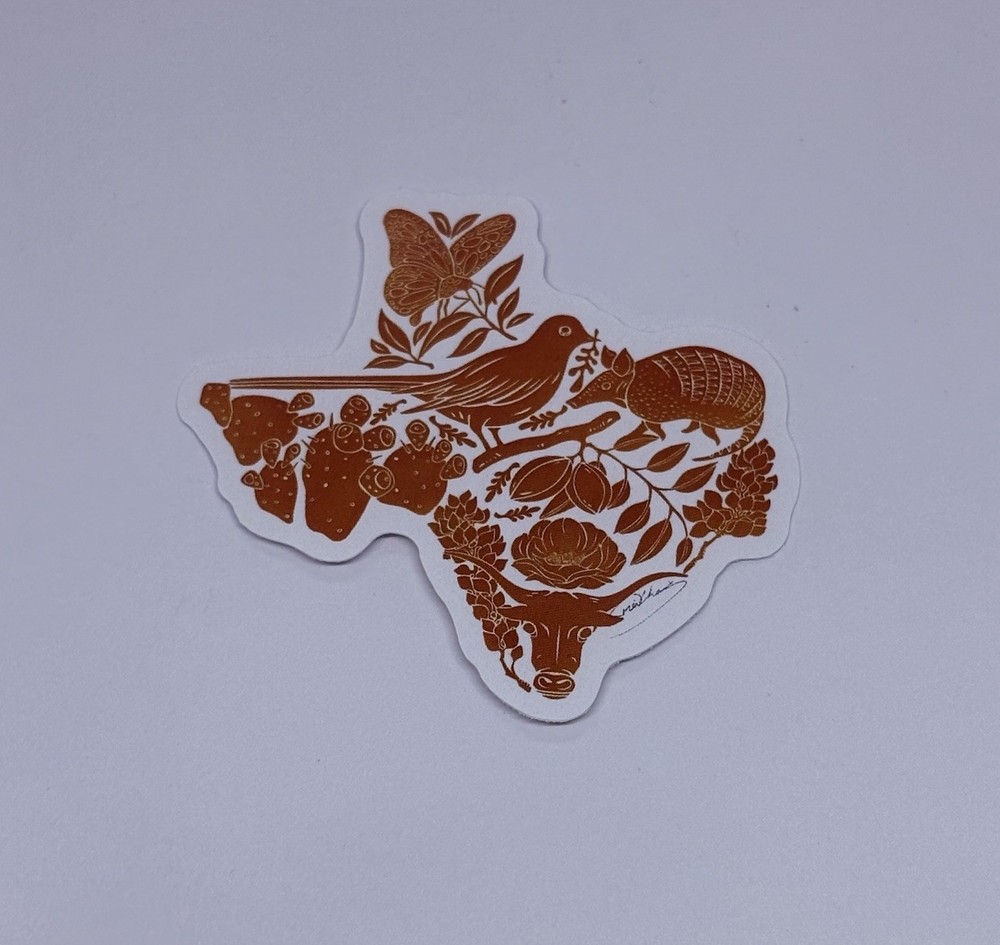 Texas State Map Sticker Wildlife Animal Art Decal Vinyl USA Travel Souvenirs Tc9