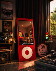 Handmade iPod Inspired Floor Mirror Retro Y2K Acrylic Wall Leaning Decor 35″