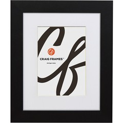 Craig Frames Bauhaus 125, 1.25″ Wide Modern Satin Black Picture Frame With a Mat