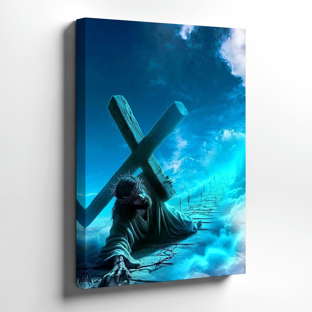 Wall Art Religious Jesus Carrying Cross Crown of Thorns Heavenly Path Print