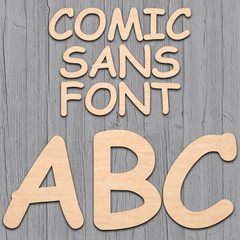 Comic Sans Font Wood Letters Numbers Cutout Unfinished Laser Cut 3mm Craft 14″