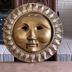 Ceramic Sun Face Wall Plaque Rustic Boho Garden Patio Art Decor