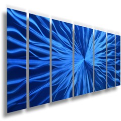 Metal Wall Sculpture Modern Abstract Art Blue Painting Contemporary Home Decor L