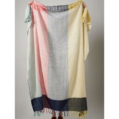 Anthropologie Throw Blanket 60×70 Colorblock Cotton Lightweight Fringe