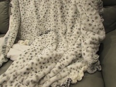 Oversize Reversible Plush Throw Blanket Gray Black White Crochet