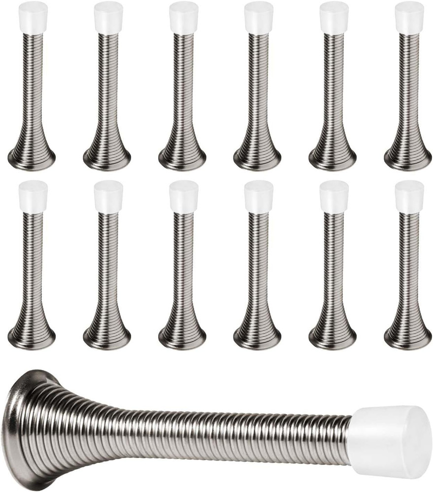 12 Pack Spring Door Stops 3 1/4 Inch Flexible Heavy Duty Spring Door Stopper wit