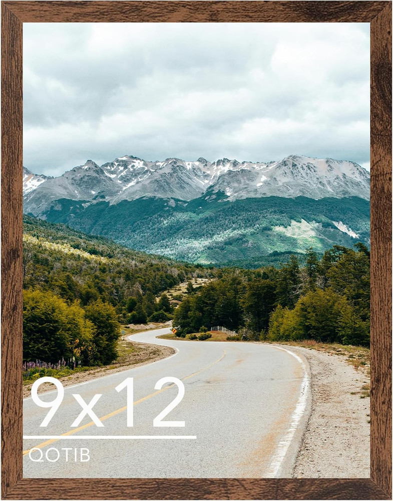 Deep Brown 9×12 Wood Picture Frame for Wall or Tabletop, Horizontal/Vertical
