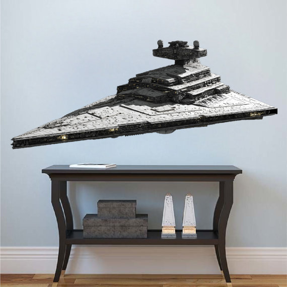Star Fighter Destroyer Removable Wall Decal Mural for Nursery or Teens a85
