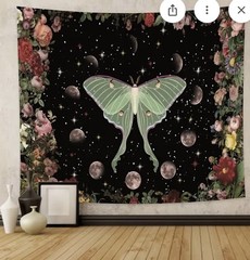 Moonlit Garden Tapestry Moth Moon Phase Tapestries For Any Room 80”X 60”