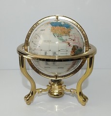 «Mother of Pearl» TypeGemstone Globe (8 In) Brass Gimbal Stand See Pictures