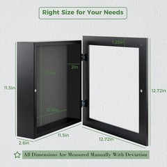 11×11 Black Shadow Box Frame Wall Tabletop 2 In Deep Front Opening Memory Box