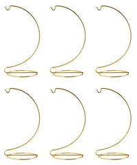 8 Inch Tall Bright Gold Ornament Display Stand Wire Hanger Holders, Pack of 6
