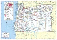 Oregon State Wall Map Large Print Poster – Paper 34″x24″
