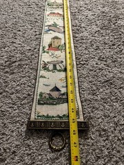 42 in VTG Norwegian Cross Stitch Wall Hanging Brass Accents Cording Finish Lined