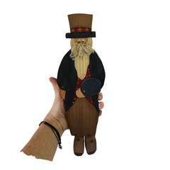 Vintage Uncle Sam Wooden Sign Hand Painted Hanging Independence Red White Blue