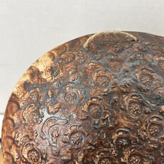 Handmade Ceramic Celestial Wall Hanging Sun Face 8.75” Textured Copper Tone VGC