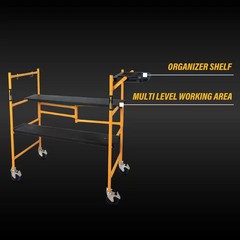 MetalTech 4.1ft Mini Scaffold Adjustable Platform 500lb Jobsite w/ Wheels