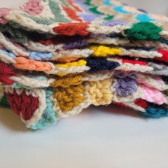 Crochet Afghan Blanket Multicolored Ripple 45×45″ Handmade See Description!