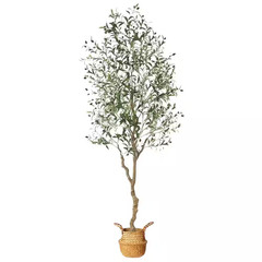 7 Ft. Artificial Olive Tree with Seagrass Basket, Perfect for Indoor and Outdoor