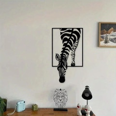 Zebra 11.8 x 6.7 Metal Silhouette Wall Art Decor- Minimalist Black Animal Statue
