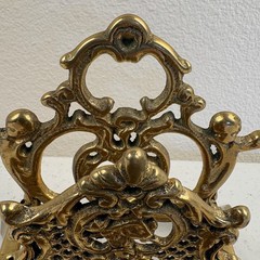 Brass Letter Holder Napkin Ornate Victorian Desk Handcasted 80s Upper Deck