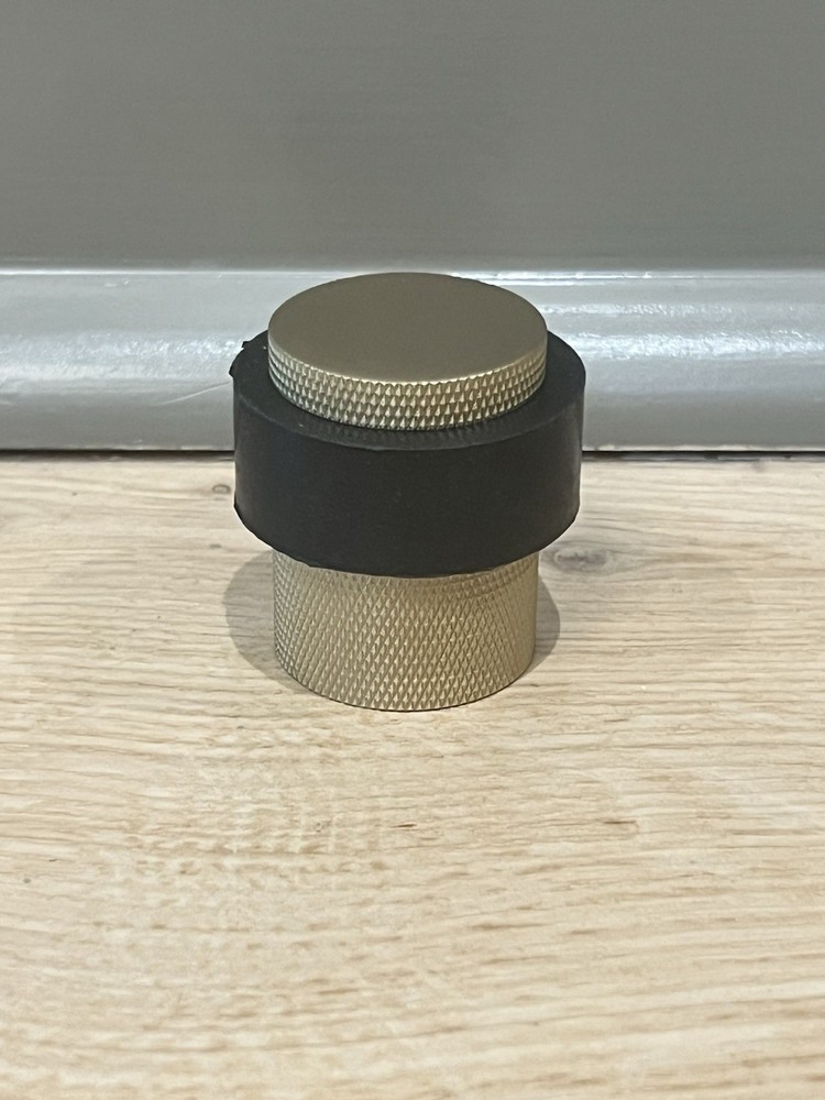 1-1/2 Inch Long Heavy Duty Cylindrical Floor Mounted Brass Door Stopper