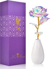 Artificial Rose Flower With Ceramic Vase Gift For Her Mom Wife Girlfriend