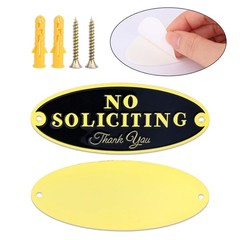 No Soliciting Sign Metal Wall Plaque Door Zinc Alloy Solid Elegant Front Door