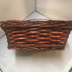 Woven Wicker Basket Home Decor Small Dark Brown Rectangular Rustic Cottagecore