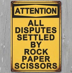 Disputes Settled By Rock Paper Scissors 8 x 12 Vintage Novelty Metal Sign New!
