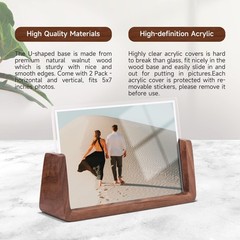 4×6 picture frames, Solid Rustic Wooden Photo Frames with Walnut Wood Base an…