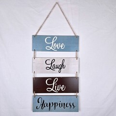 Rustic Wood Love Laugh Live Happiness Wall Hanging Sign Farmhouse Decor 27in