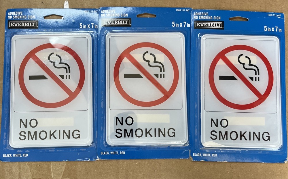 Everbilt 5 in. x 7 in. Plastic No Smoking Sign (3PK)