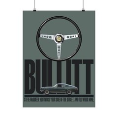Steve McQueen Bullitt Poster Mustang Racing Wall Art Print Muscle Car Fans Gift