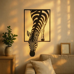 Zebra 11.8 x 6.7 Metal Silhouette Wall Art Decor- Minimalist Black Animal Statue