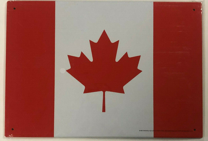 Canadian Flag Metal Tin Sign Bar Mancave Garage Canada Wall Plaque Pub Mapleleaf