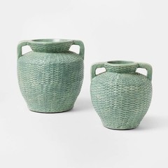 Large Woven Texture Ceramic Vase Blue – Threshold designed with Studio McGee