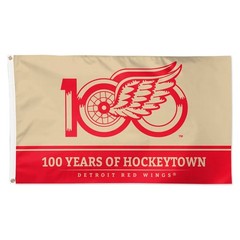 Detroit Hockey Team 100 Years Hockeytown Flag 3×5 ft Red Wings Fan Decor Banner