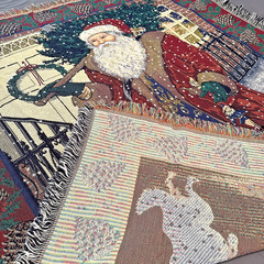 NEW – CHATHAM Santa Christmas Tapestry Throw Blanket 56X62” Vintage 90s CMI RARE