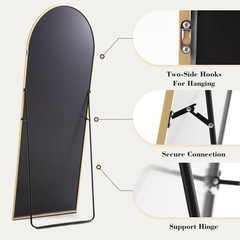 Arched Full Length Mirror 59″x16″ for Bedroom, Full Body Mirror with Stand, Hang