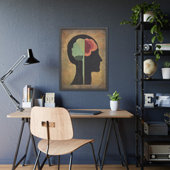 Vintage BRAIN ANATOMY INTUITION Wall Art, Psionic Science Decor, Psychic Poster