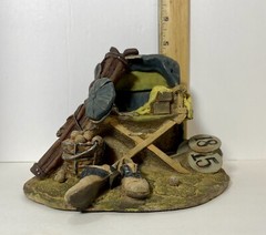 Handcrafted Golfing Sculpture 7in L x 6in W x 4 1/2in H Multi-Color Plaster