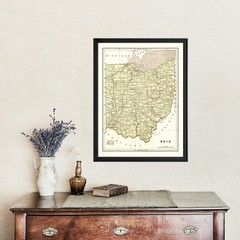 Old Map of Ohio 1845 – Vintage Ohio Art