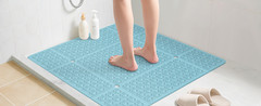 Square Shower Mat, 27″ x 27″ Shower Mat with Drain Hole in Middle, Soft TPE
