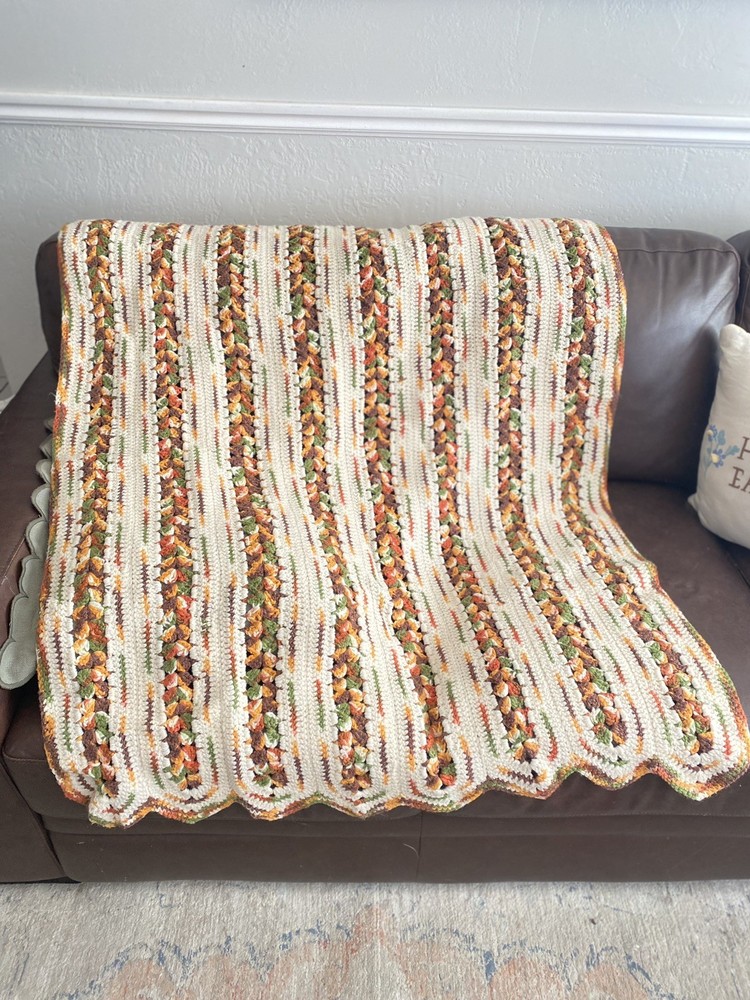 Anique Crocheted Afghan 42” X66” Made In The 1970’s
