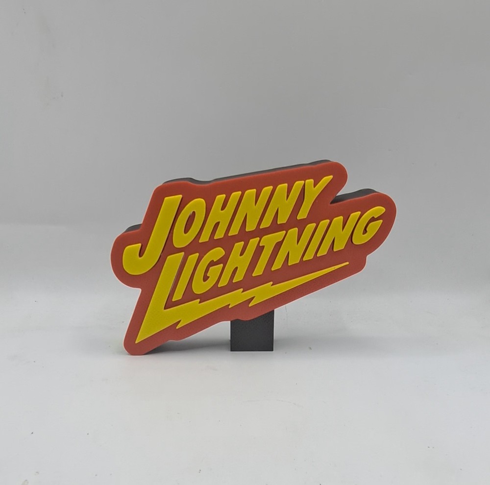 Johnny Lightning Logo Sign Desk Shelf Art Home Decor Diecast Miniature Cars