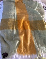 Donegal Design Throw Blanket Scarf Mohair Wool Handwoven Ireland Yellow Green